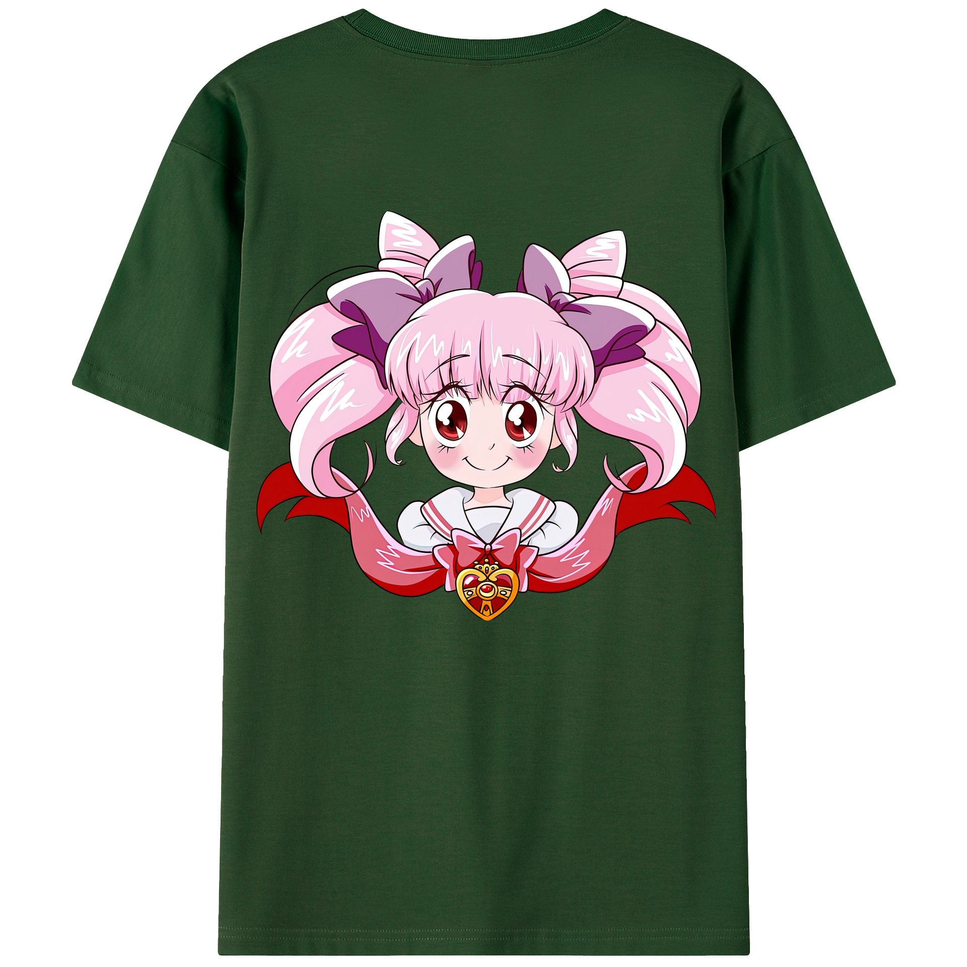 （画像用） 美少女戦士セーラームーン ちびうさ Sailor Moon Chibiusa Tsukino Usagi Small Lady Serenity 綿100％半袖Tシャツ（背面プリント）
